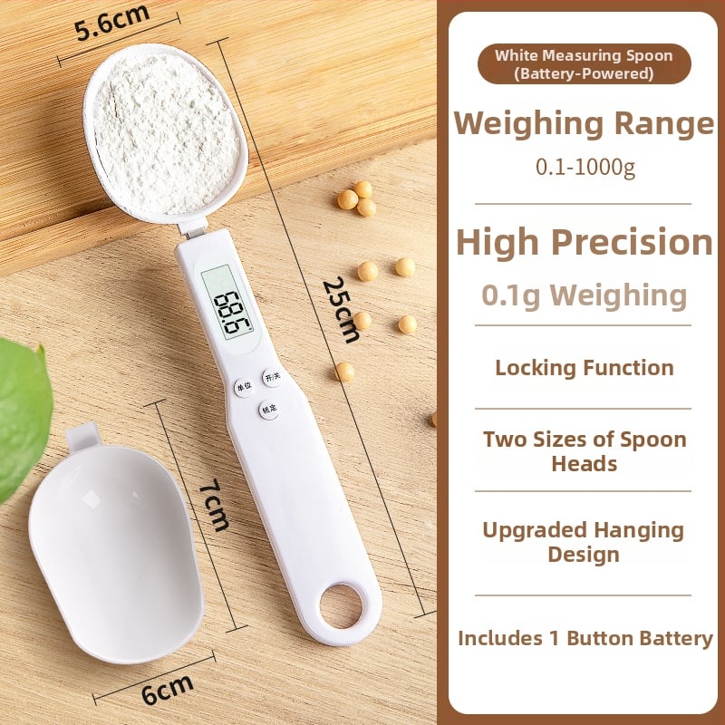 Cântar electric de bucătărie cu măsurare precisă în grame și lingură de măsurare, ABS