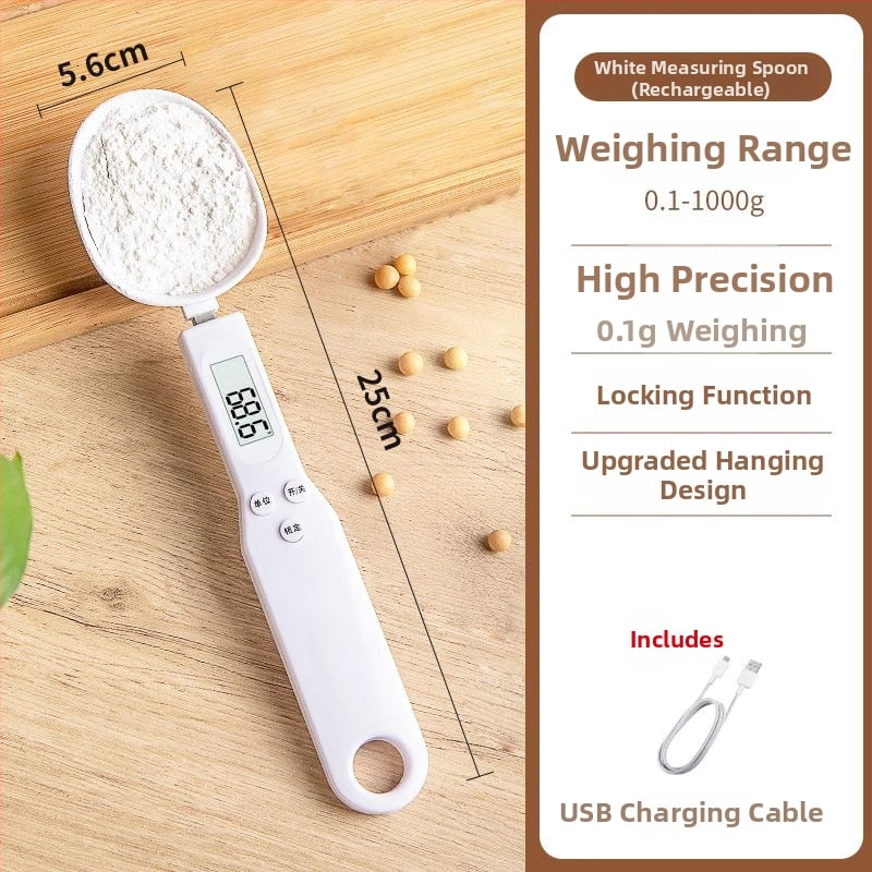 Cântar electric de bucătărie cu măsurare precisă în grame și lingură de măsurare, ABS
