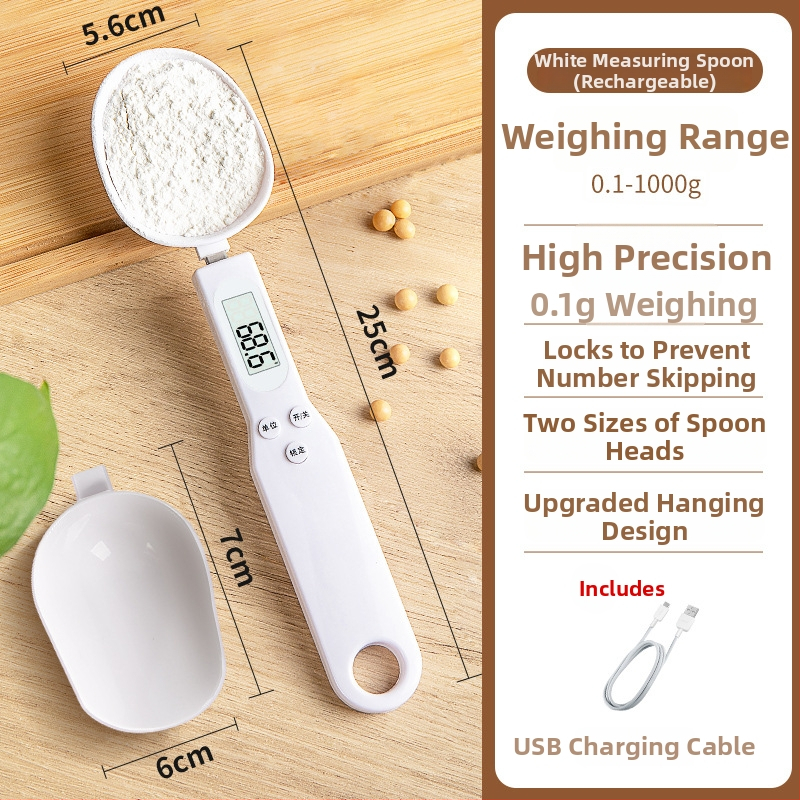 Cântar electric de bucătărie cu măsurare precisă în grame și lingură de măsurare, ABS