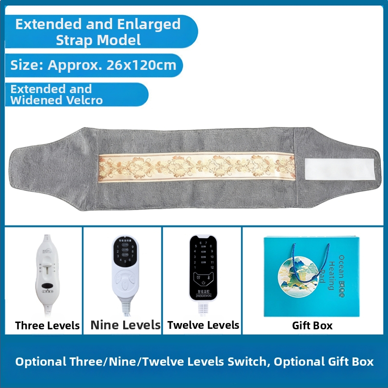 Elektrinis jūros druskos karšto kompreso maišelis namų naudojimui, 40–70°C, 100W, 220V, 2,2 kg, 1–12 režimų, juosmens/pečių/kelių apsauga