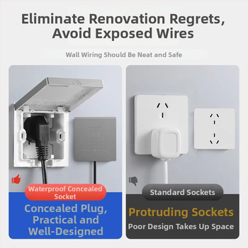 Bi Home Sienas montējama putekļu un ūdensdroša 5 kontakti kontaktligzda ledusskapim ar iebūētu paneli un slēdzi, iemontēta, 50–440V, 3C sertifikāts