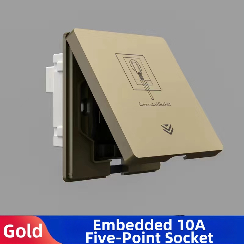 Bi Home Sienas montējama putekļu un ūdensdroša 5 kontakti kontaktligzda ledusskapim ar iebūētu paneli un slēdzi, iemontēta, 50–440V, 3C sertifikāts