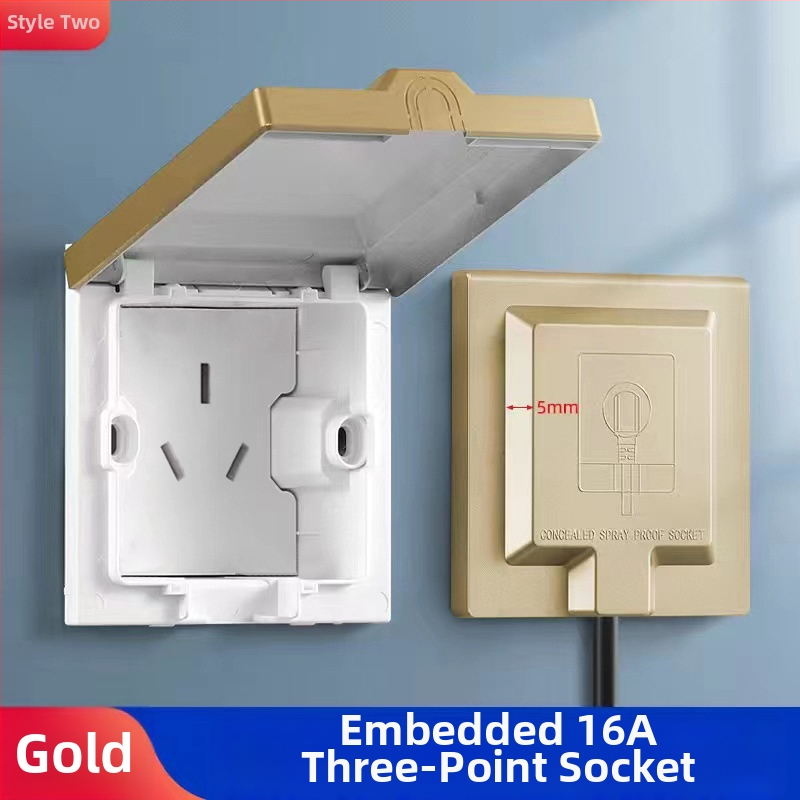 Bi Home Sienas montējama putekļu un ūdensdroša 5 kontakti kontaktligzda ledusskapim ar iebūētu paneli un slēdzi, iemontēta, 50–440V, 3C sertifikāts