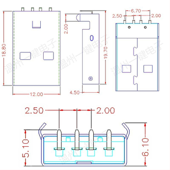 USB 2.0 Type-A vīriešu savienotājs, 90° taisnā leņķī, PCB montāža, AMUSB-109