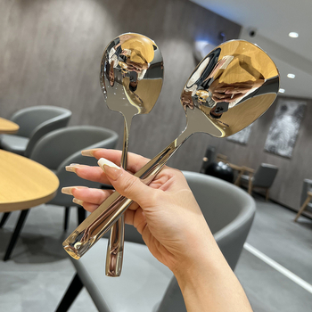 Servírovacia lyžica z 316L nerezovej ocele, zosilnený dizajn, pre domácu, hotelovú a reštauračnú potrebu, leštený zrkadlový povrch