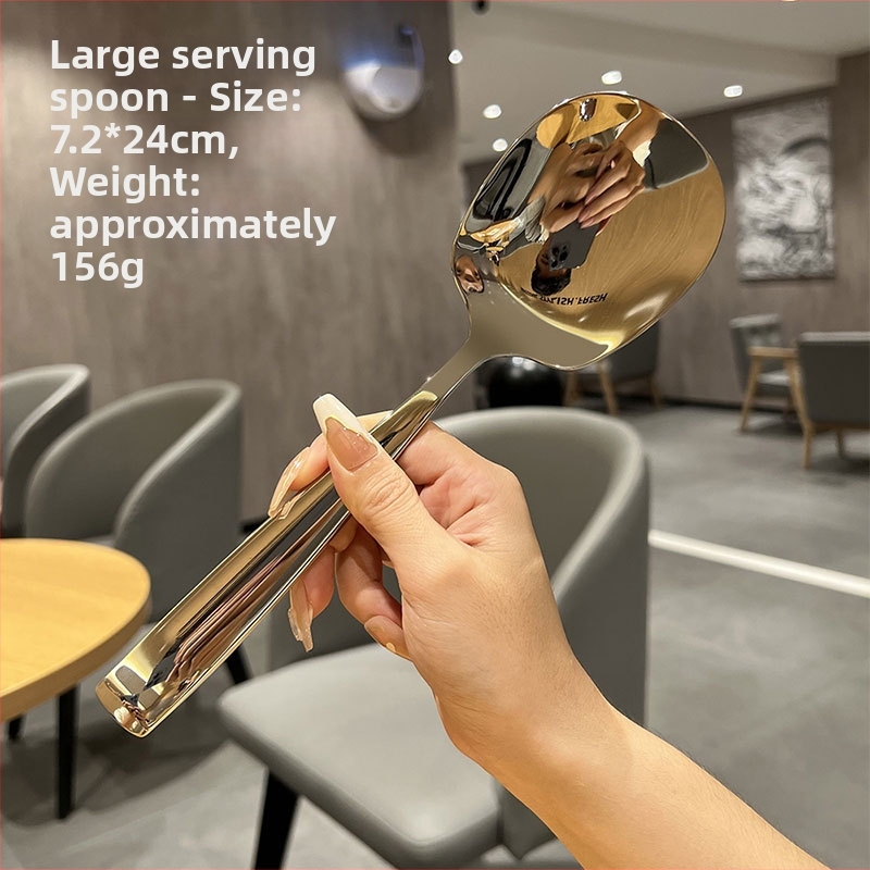 Servírovacia lyžica z 316L nerezovej ocele, zosilnený dizajn, pre domácu, hotelovú a reštauračnú potrebu, leštený zrkadlový povrch