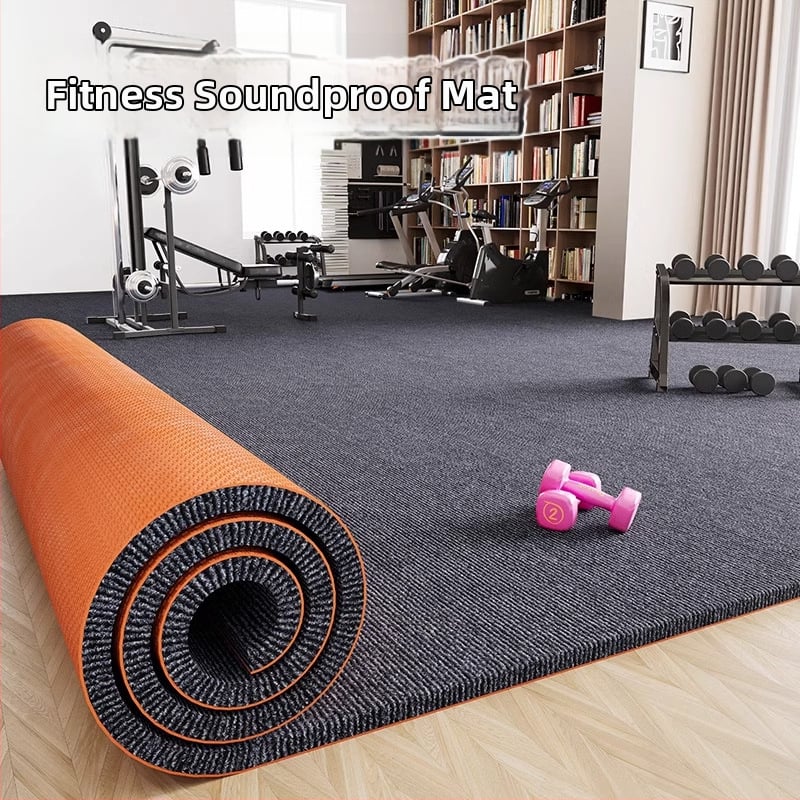 Fitnesz padlómat szigeteléssel és rezgéscsillapítással, poliészter rostból, 5–6 mm vastagság, téglalap alakú, csíkos mintázat, gépi szövésű