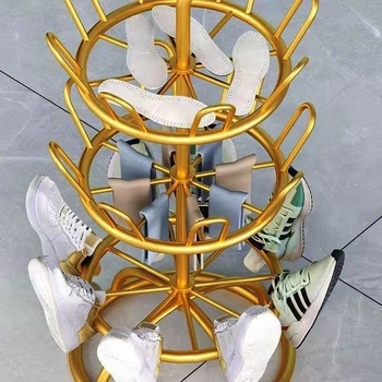 Raft rotativ pentru pantofi pe podea din oțel cu carbon – depozitare multifuncțională pentru interior/ exterior, fără găuri