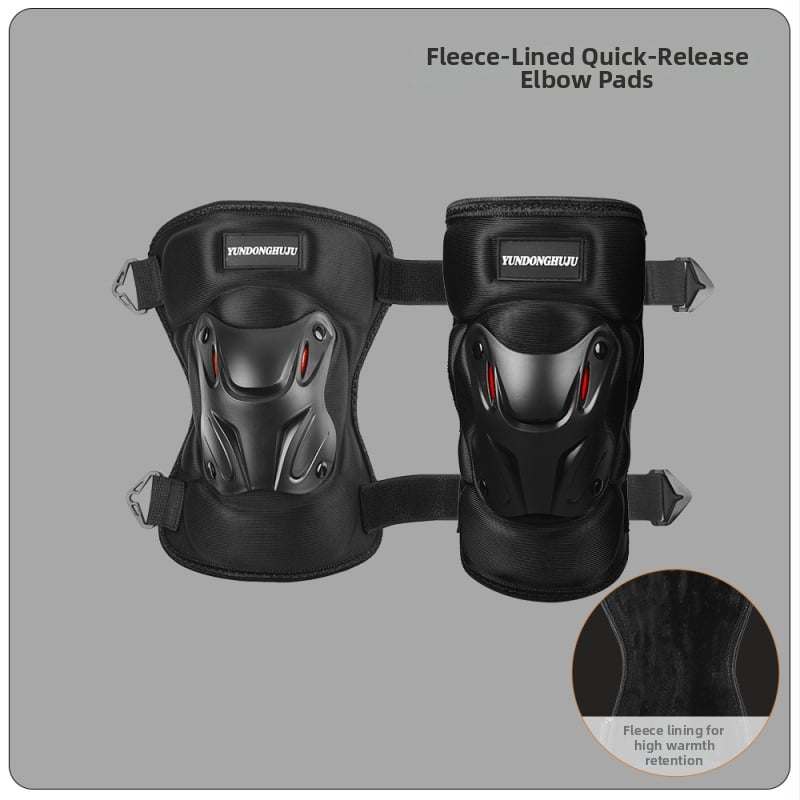 Velosipēdu ceļgalu un elkoņu aizsargi, ciets korpuss, flīsa odere, pretvēja, ziemas aizsardzība