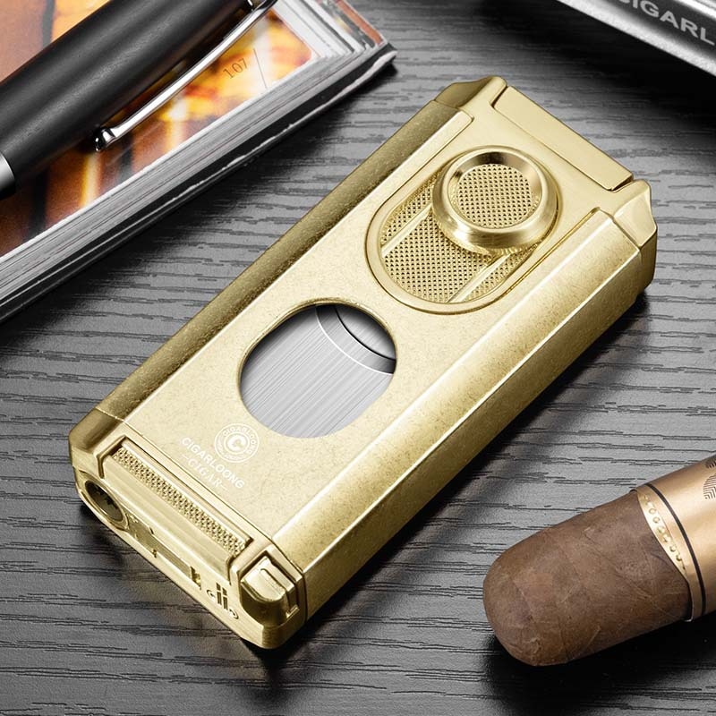 Cigarešu aizdedzinātājs, pretvējš, trīs vienā ar V griezumu, cinka sakausējums, butāns CB-24FT2