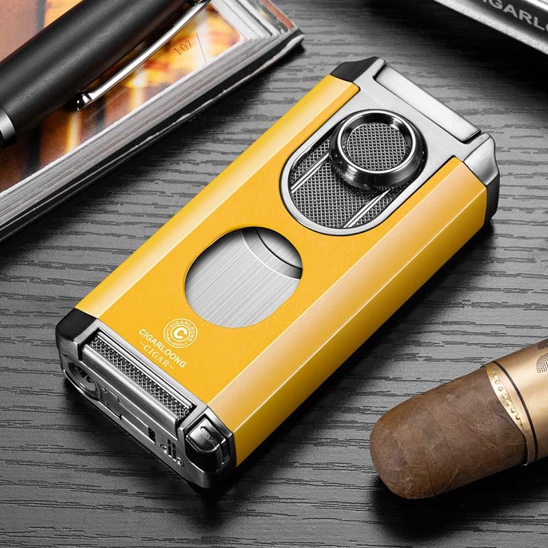 Cigarešu aizdedzinātājs, pretvējš, trīs vienā ar V griezumu, cinka sakausējums, butāns CB-24FT2