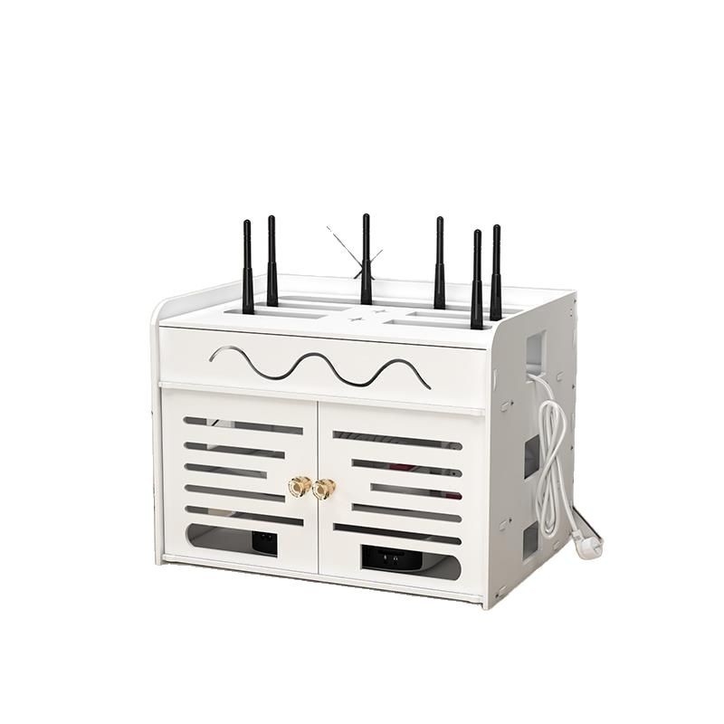 Cutie de depozitare pentru router, structură PVC cu 4 niveluri, organizator cabluri rezistent la praf și umezeală, design simplu și modern, 1 bucată