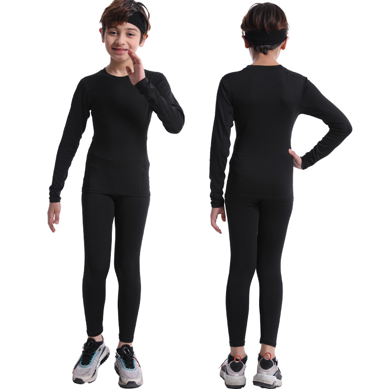 Dječji kompresijski trening set za sport — Milk Silk tkanina, 90% poliester, brzo sušenje, osnovni sloj za košarku i nogomet