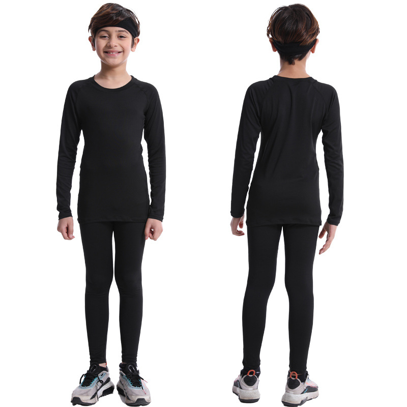 Dječji kompresijski trening set za sport — Milk Silk tkanina, 90% poliester, brzo sušenje, osnovni sloj za košarku i nogomet
