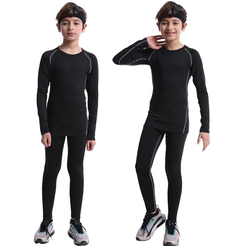 Dječji kompresijski trening set za sport — Milk Silk tkanina, 90% poliester, brzo sušenje, osnovni sloj za košarku i nogomet