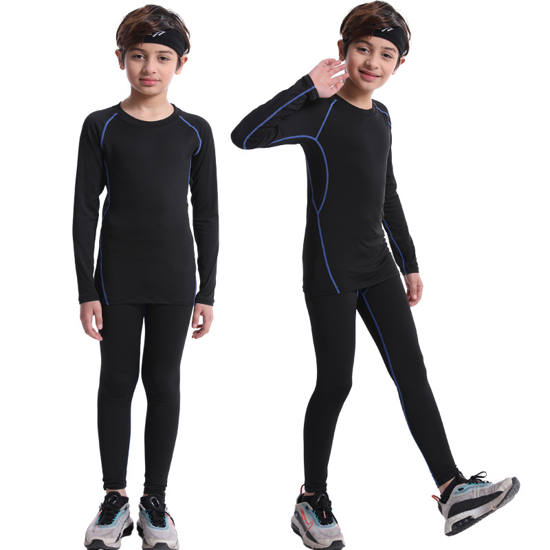 Dječji kompresijski trening set za sport — Milk Silk tkanina, 90% poliester, brzo sušenje, osnovni sloj za košarku i nogomet