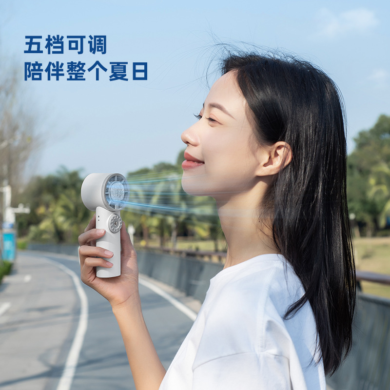 Ručni USB punjivi ventilator s ugrađenom baterijom 2000–4000mAh, 6 lopatica, 100 razina brzine zraka, ABS kućište, niski šum ispod 36 dB