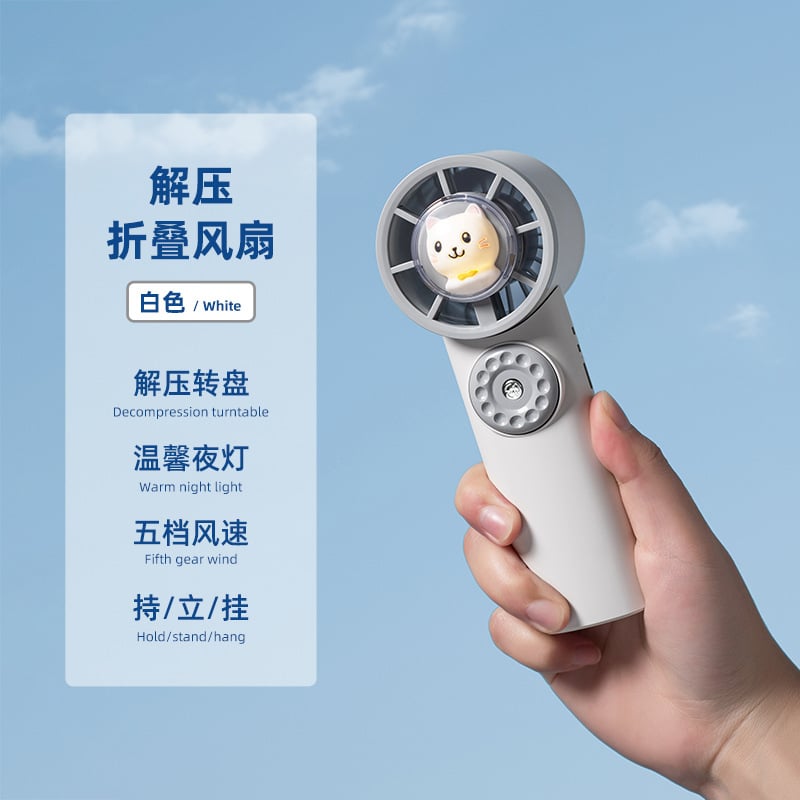 Ručni USB punjivi ventilator s ugrađenom baterijom 2000–4000mAh, 6 lopatica, 100 razina brzine zraka, ABS kućište, niski šum ispod 36 dB