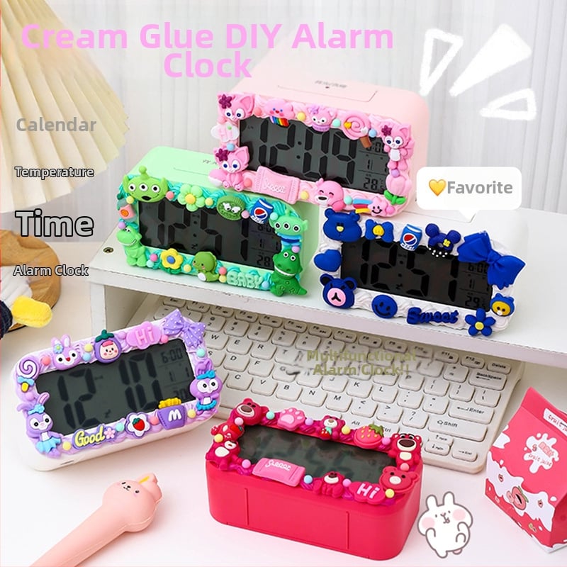 Ceas deșteptător pentru copii, design desen animat, afișaj LED, alimentare cu baterie, unilateral, luminos, cu numărătoare înapoi
