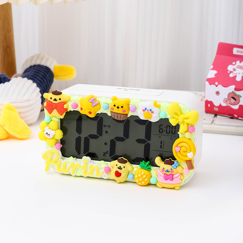 Ceas deșteptător pentru copii, design desen animat, afișaj LED, alimentare cu baterie, unilateral, luminos, cu numărătoare înapoi