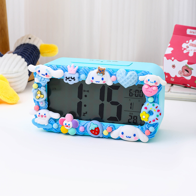 Ceas deșteptător pentru copii, design desen animat, afișaj LED, alimentare cu baterie, unilateral, luminos, cu numărătoare înapoi