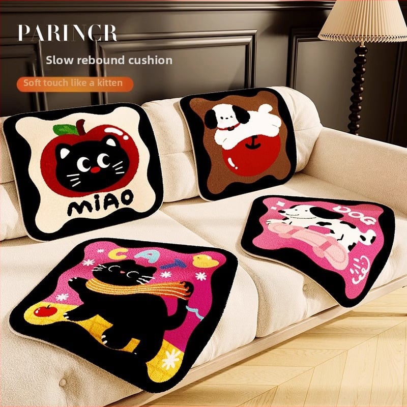 Jastučić za sjedenje s uzorkom crtanih likova, punilo od poliesterskih vlakana, materijal od poliesterskog vlakna, sladak crtani stil, za spavaću sobu
