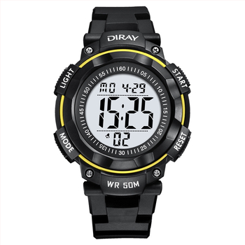 DIRAY férfi sportos elektronikus óra digitális kijelzővel, 50m vízállóság és LED éjszakai fény