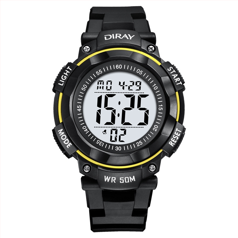 DIRAY vyriški sportiniai elektroniniai laikrodžiai su skaitmeniniu ekranu, atsparumas vandeniui 50m ir LED naktinis apšvietimas