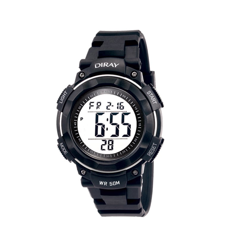 DIRAY férfi sportos elektronikus óra digitális kijelzővel, 50m vízállóság és LED éjszakai fény