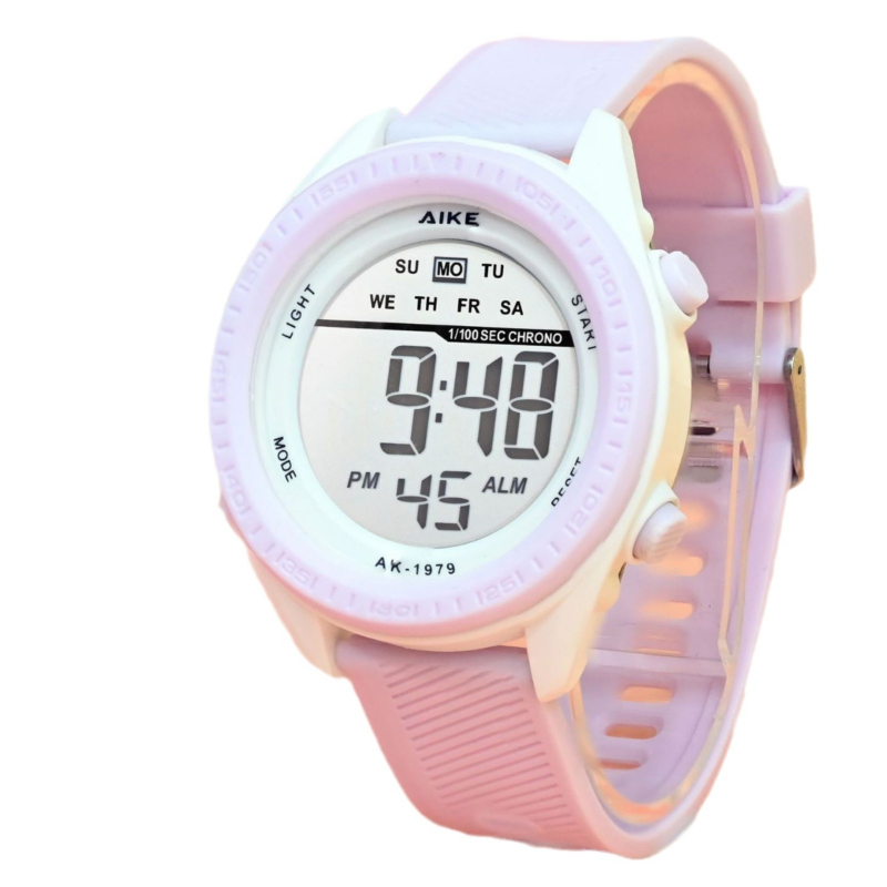 Unisex elektroninis laikrodis su skaitmeniniu ekranu, atsparus vandeniui iki 30M, 45 mm ciferniko skersmuo, TPU dirželis, ABS korpusas, studentams