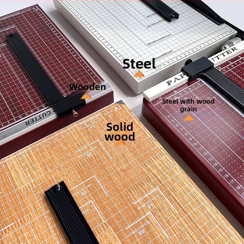 Tăietor de hârtie de birou în stil ghilotină, construcție din lemn, pentru tăierea hârtiei și a fotografiilor