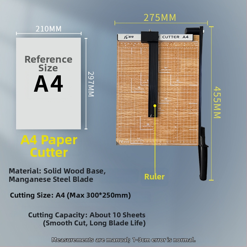 Tăietor de hârtie de birou în stil ghilotină, construcție din lemn, pentru tăierea hârtiei și a fotografiilor