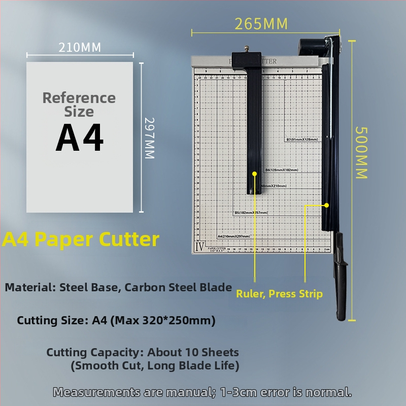 Tăietor de hârtie de birou în stil ghilotină, construcție din lemn, pentru tăierea hârtiei și a fotografiilor