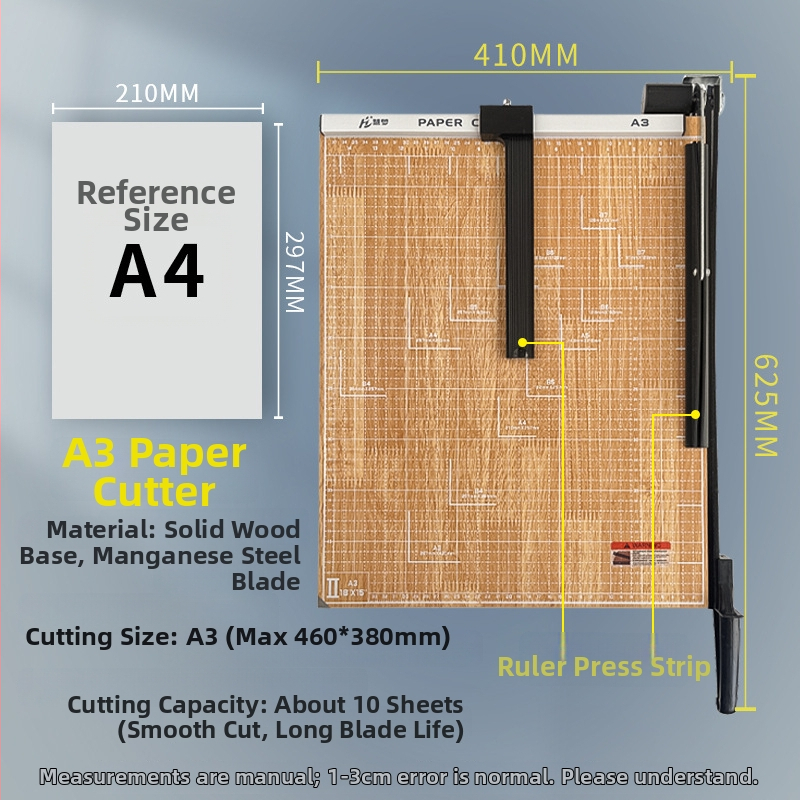 Tăietor de hârtie de birou în stil ghilotină, construcție din lemn, pentru tăierea hârtiei și a fotografiilor