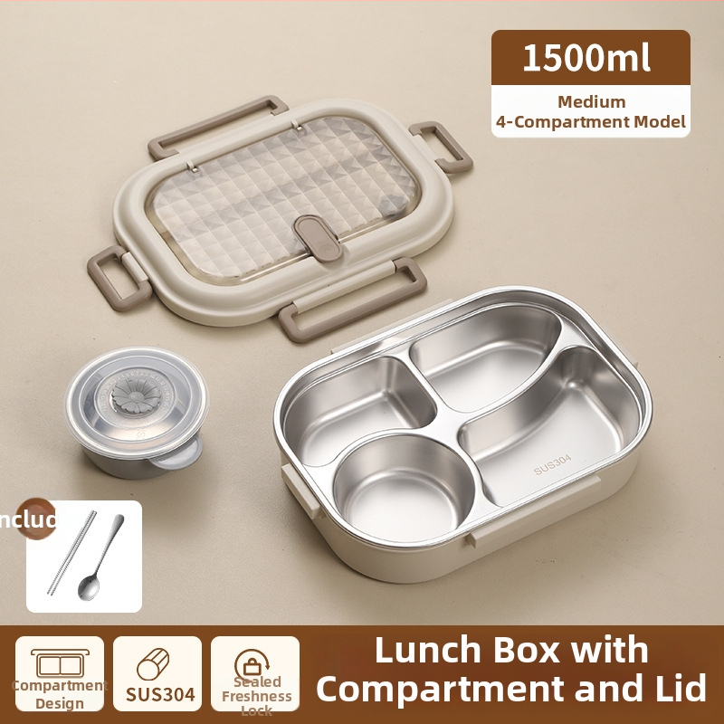 Lunch box z 304 nerezovej ocele + PP, izolovaný a mikrovlnnou rúrou vhodný, 1–2 l, jednovrstvový/dvojvrstvový