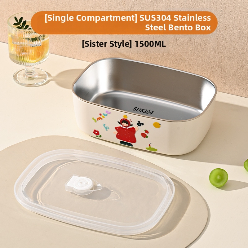 Cutie de prânz din oțel inoxidabil 304, pătrat, trei straturi, capacitate 1–2 L, sigur pentru microunde