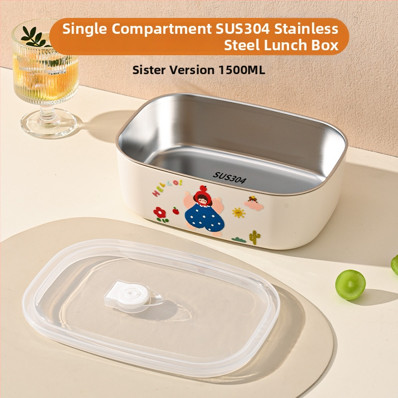 Cutie de prânz din oțel inoxidabil 304, pătrat, trei straturi, capacitate 1–2 L, sigur pentru microunde