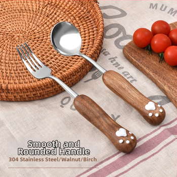 Set žličice i vilice od 304 nehrđajućeg čelika s Panda-Cat motivom, zrcalno poliran završni sloj, mogućnost tiskanja logotipa