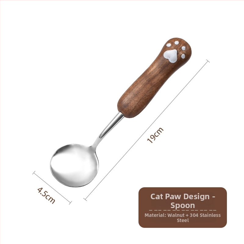 Set žličice i vilice od 304 nehrđajućeg čelika s Panda-Cat motivom, zrcalno poliran završni sloj, mogućnost tiskanja logotipa