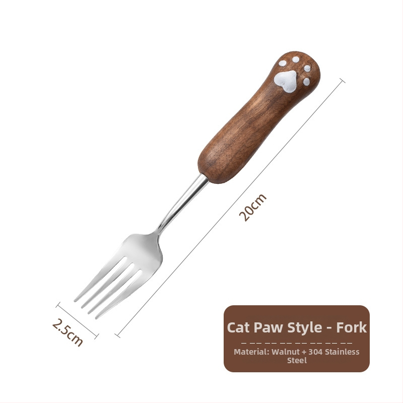 Set žličice i vilice od 304 nehrđajućeg čelika s Panda-Cat motivom, zrcalno poliran završni sloj, mogućnost tiskanja logotipa