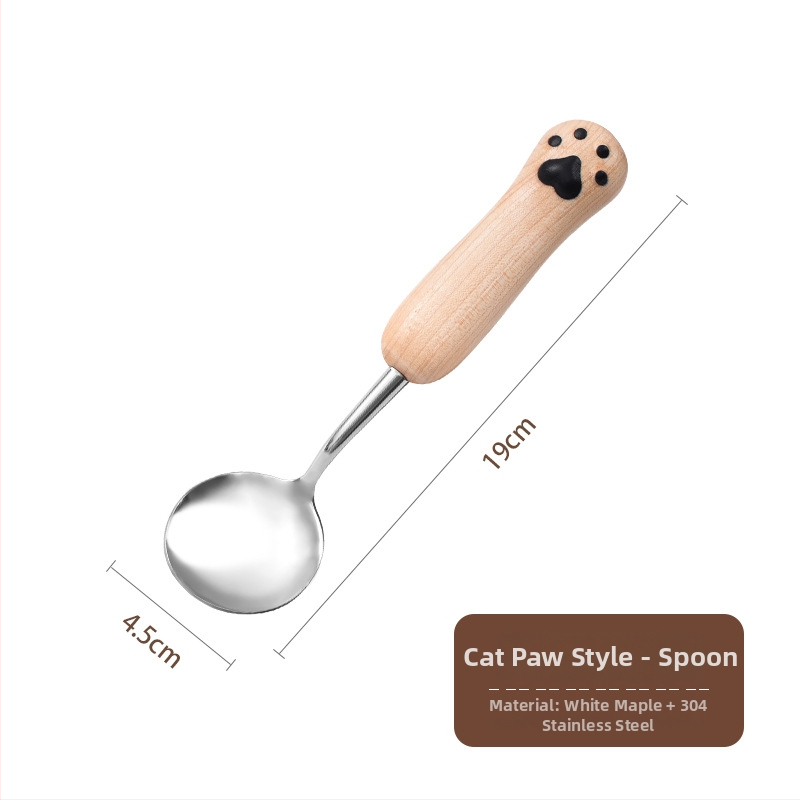 Set žličice i vilice od 304 nehrđajućeg čelika s Panda-Cat motivom, zrcalno poliran završni sloj, mogućnost tiskanja logotipa