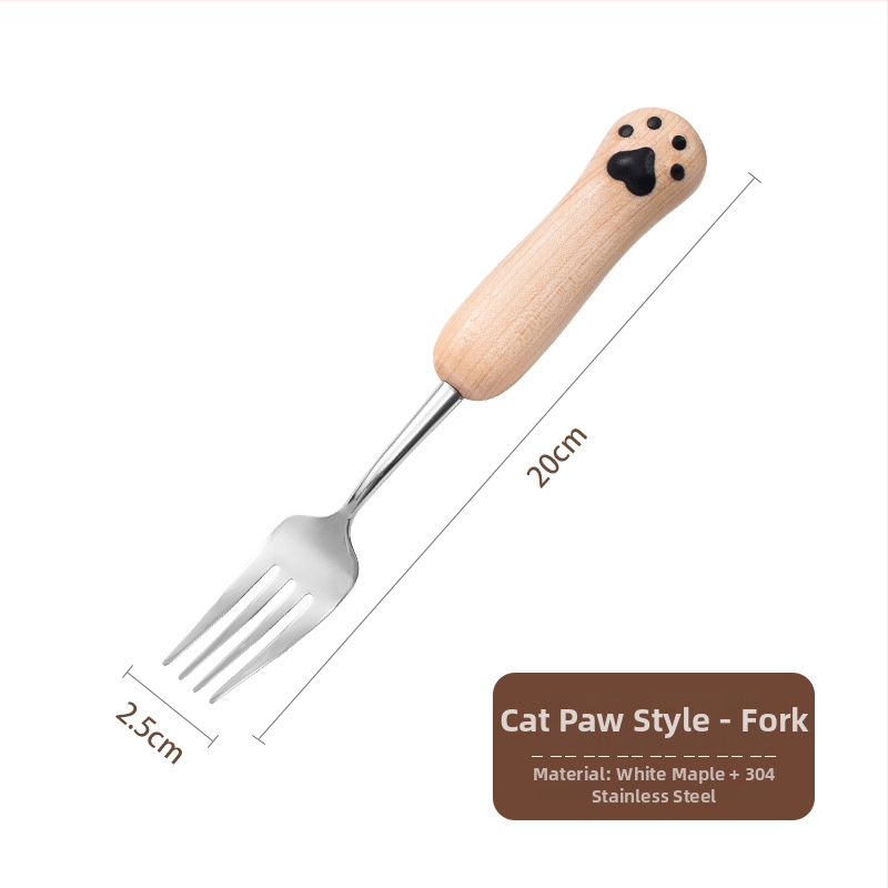 Set žličice i vilice od 304 nehrđajućeg čelika s Panda-Cat motivom, zrcalno poliran završni sloj, mogućnost tiskanja logotipa