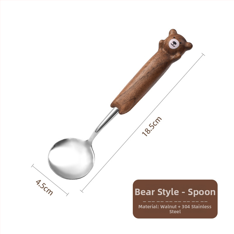 Set žličice i vilice od 304 nehrđajućeg čelika s Panda-Cat motivom, zrcalno poliran završni sloj, mogućnost tiskanja logotipa