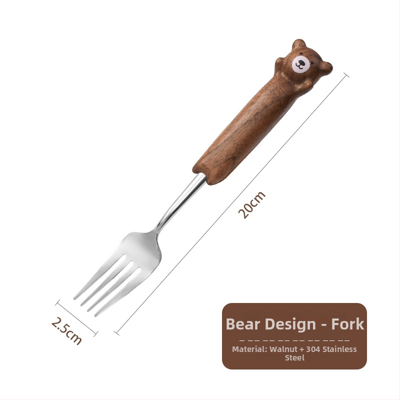 Set žličice i vilice od 304 nehrđajućeg čelika s Panda-Cat motivom, zrcalno poliran završni sloj, mogućnost tiskanja logotipa