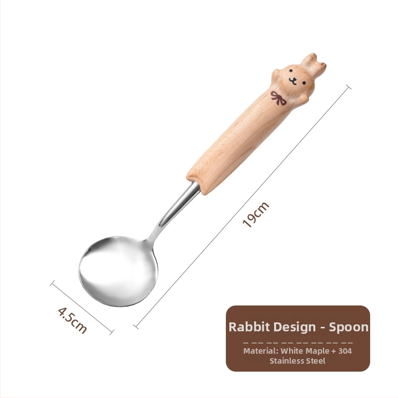 Set žličice i vilice od 304 nehrđajućeg čelika s Panda-Cat motivom, zrcalno poliran završni sloj, mogućnost tiskanja logotipa