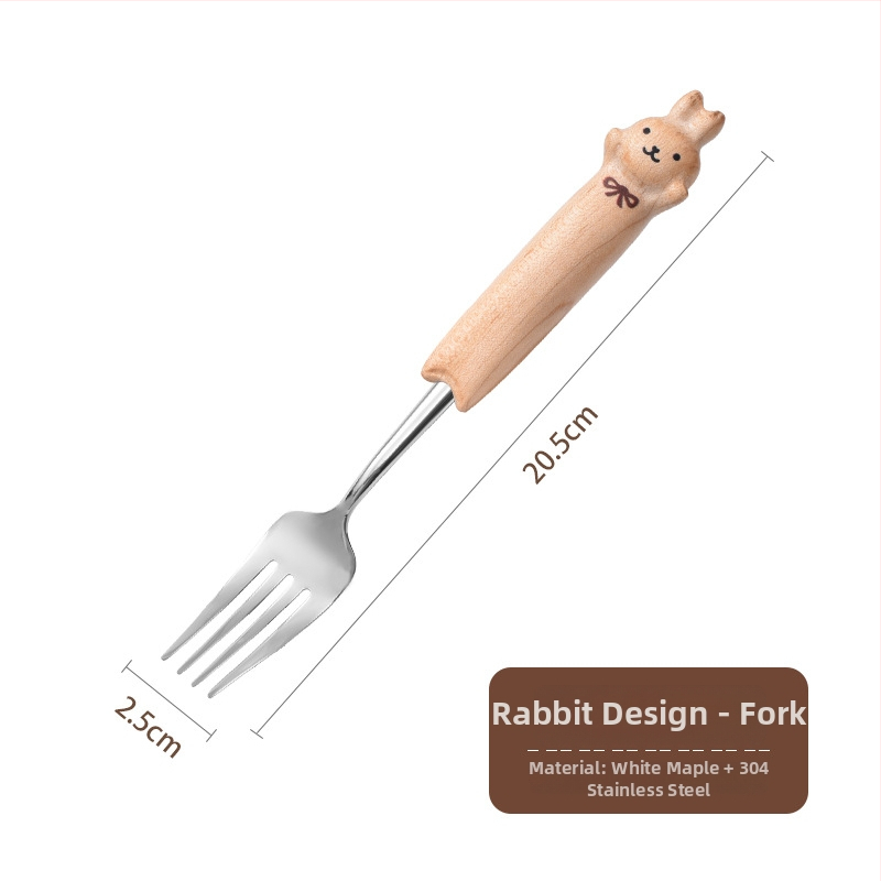 Set žličice i vilice od 304 nehrđajućeg čelika s Panda-Cat motivom, zrcalno poliran završni sloj, mogućnost tiskanja logotipa