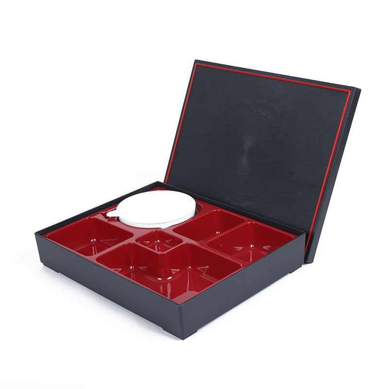 Kutija za ručak u japanskom stilu, kvadratna plastična kutija, mikrovalna kompatibilna, neizolirana, s više pretinaca (5–6)