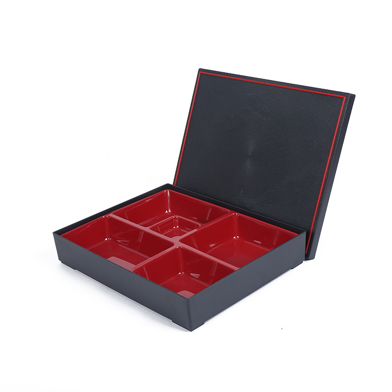 Kutija za ručak u japanskom stilu, kvadratna plastična kutija, mikrovalna kompatibilna, neizolirana, s više pretinaca (5–6)