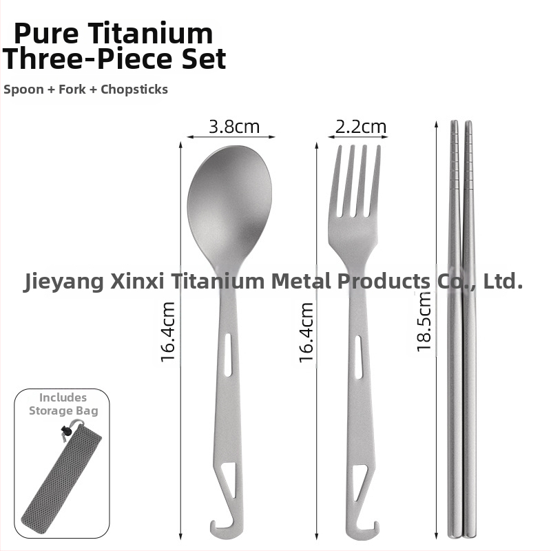 Kempingo įrankiai: 4-in-1 šaukštas sriubai, salotoms, pyragui ir vaisiams su butelių atidarytuvu; grynas titanas, šiuolaikiškas minimalistinis stilius, nešiojamas