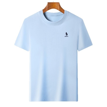 Мъжка памучна тениска с кръгло деколте и бродерия, свободен силует (къси ръкави, 96% памук, памук смес)